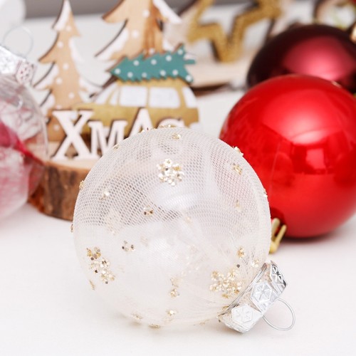 New Year 6cm Christmas ball 5- Design packs decorative hanging clear plastic balls