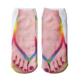 3D Funny Novelty Casual Flip Flop Printed Socks Low Cut Ankle Socks