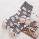 2021 Hot sale cute female cotton socks, Korean style custom cartoon middle stockings