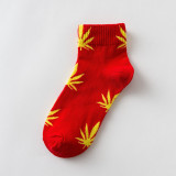 Hemp Leaf Skateboard Women Socks Couple Trendy Men Cotton Boat Socks