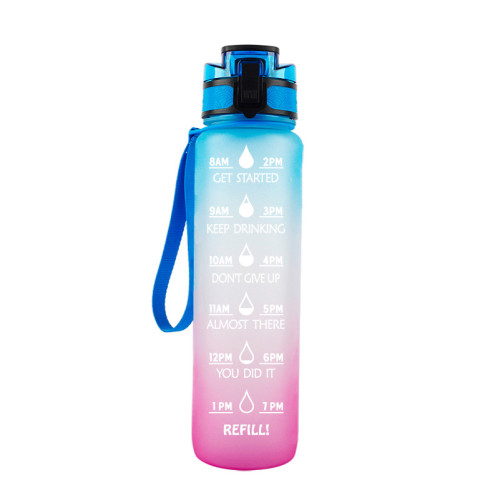 32oz Motivational Time Maker Leakproof BPA Free Plastic Tritan Reusble Flip Top Water Bottle For Sports