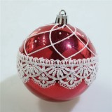 wholesale cheap shatterproof plastic christmas ball with hand painted christmas tree hanging ornament