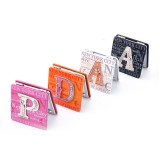 Fashion Mini Compact Mirror Portable Lady Cosmetic Bling Metal Custom Laser Logo Pocket Folding Letter Makeup Mirror