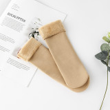 women's new style socks Japanese winter flat warmth non-slip socks cotton and velvet snow tube socks