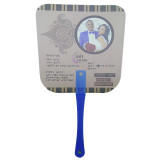 Cheap give away small hand fan wholesale Advertising custom logo branded PP plastic round hand Fan