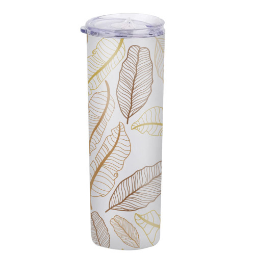 Custom Portable Stainless Steel Metal Double Wall Drinking Straight Beverage Bottle Skinny Tumbler Travel Mug With Straw