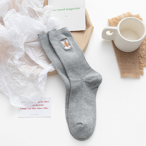 New Embroidered Rabbit Socks Female Socks Korea Cartoon Lovely Autumn Socks