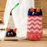 New Japanese Cartoon Embroidery Children's Socks Baby Socks Coral Fleece Baby Floor Socks