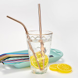 Customized Packing Bar Accessories Promotional Eco-friendly Rainbow Colorful Metal 18/8 Reusable Stainless Steel Straw Set