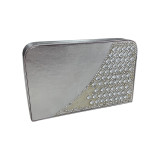 Luxury shiny metallic matt silver leather cover book shape design jade roll packing box with rhinestone