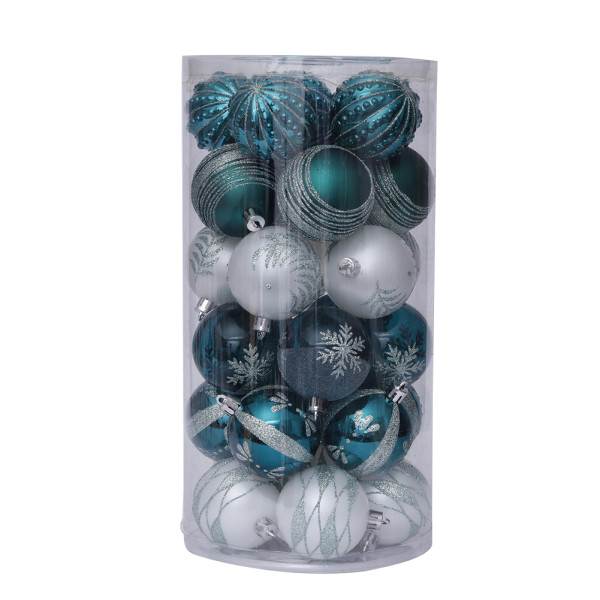 6 CM 30 PCS Plastic Christmas Ball Ornaments Color Balls Decorations For Christmas Tree Pendant