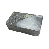 Luxury shiny metallic matt silver leather cover book shape design jade roll packing box with rhinestone