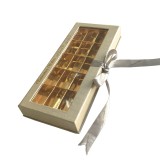 Luxury Fashion Custom Hot Stamping Logo PVC Window Gift Chocolate Dates Packaging Box With Golden Holder