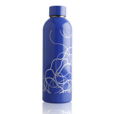Reusable outdoor 17oz/500ml vacuum thermal insulated double wall drink stainless steel thermos water bottle with screwed lid