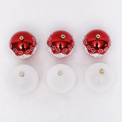 6Pcs 80mm Assortment Ornament Plastic Balls Christmas Set