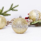8cm Gold Glitter Plastic Ball With Diamond For Christmas decoration