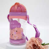 500ML BPA Free Leak Proof Portable Sports Student School Suction Cup Plastic Drinking Kids Children Straw Water Bottle