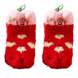 New Japanese Cartoon Embroidery Children's Socks Baby Socks Coral Fleece Baby Floor Socks