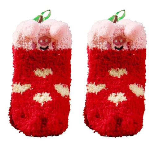 New Japanese Cartoon Embroidery Children's Socks Baby Socks Coral Fleece Baby Floor Socks