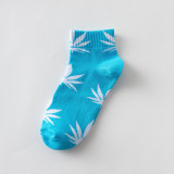 Hemp Leaf Skateboard Women Socks Couple Trendy Men Cotton Boat Socks