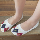 Argyle pattern women japanese low cut socks cotton breathable anti-slip socks girls summer quick dry socks