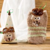 New Japanese Cartoon Embroidery Children's Socks Baby Socks Coral Fleece Baby Floor Socks