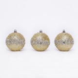 8cm Gold Glitter Plastic Ball With Diamond For Christmas decoration