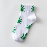 Hemp Leaf Skateboard Women Socks Couple Trendy Men Cotton Boat Socks