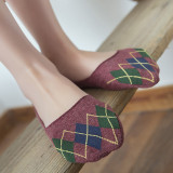Argyle pattern women japanese low cut socks cotton breathable anti-slip socks girls summer quick dry socks
