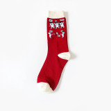 Japanese Couple Black And White Pattern Men And Women Socks Cat Pattern Ins Tube Socks