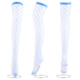 Multicolor Shiny Rhinestone Big Fishnet Stocking Sexy Long Tube Thigh Fish Net Socks Over The Knee High Stockings For Women
