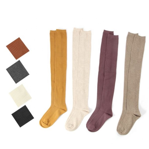Autumn And Winter New Three-Dimensional Wide Draw Bottoming Over Knee Long Cotton Women  Socks