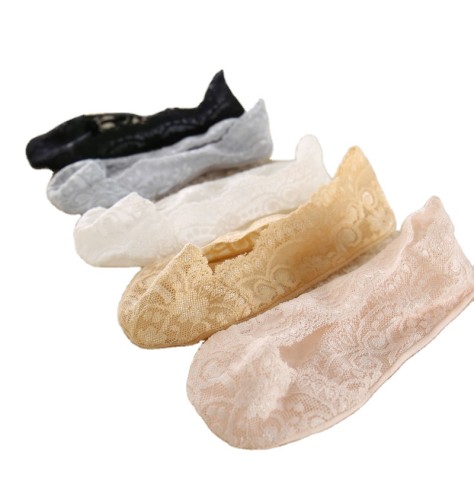 Korea Japan Lady Shallow Mouth Breathable Non-slip Silicone Lace Women Invisible Boat Socks