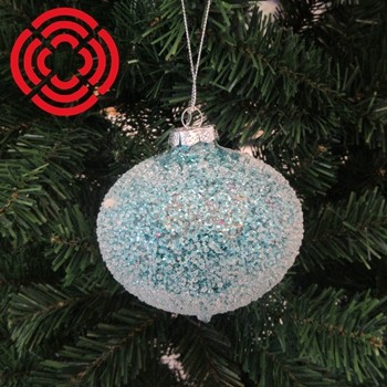 Ball Christmas Tree Decoration Glass New with Feather Design 8cm 1pc/bubble Bag Pack Silk Screen Printing Accept Customized Logo