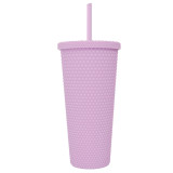 Popular Double Wall Pink Durian Sports Matte Studded Reusable Tumbler Cups Water Bottle Plastic with Straw