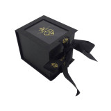 Custom Packaging Fancy Paper Romantic Black ribbon closure Folding Candle Box Packaging Luxury with PVC Window