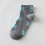 Hemp Leaf Skateboard Women Socks Couple Trendy Men Cotton Boat Socks
