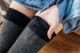 Autumn And Winter Rabbit Wool Blended Socks For Women Over The Knee To Keep Warm Stitching Long Tube Leggings Slouch Socks