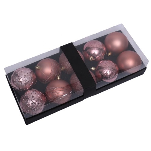 Manufacturers 8cm/10pcs Rose Gold 5 design Christmas ball sets decoration tree ornament christmas