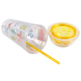 Eco-Friendly Spherical Lid 16Oz Double Wall Ps Insulated Water Proof Plastic Bottle Transparent