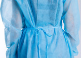 Disposable blue Non Woven elastic and knitted cuffs isolation Gown