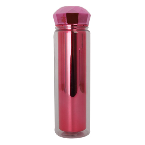 350ml Eco-Friendly Portable Double Layer Plastic Cute  Beverage Mug Travel Fitness Water Bottle With Diamond Lid