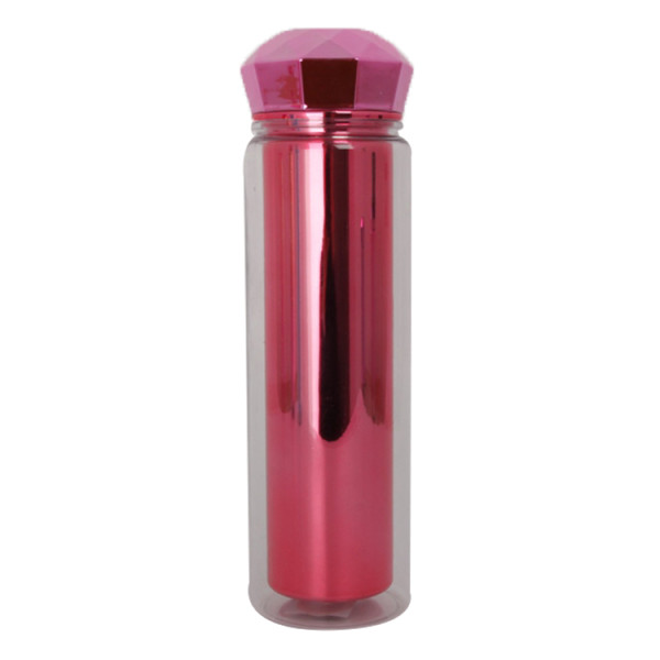 350ml Eco-Friendly Portable Double Layer Plastic Cute  Beverage Mug Travel Fitness Water Bottle With Diamond Lid