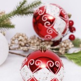 6Pcs 80mm Assortment Ornament Plastic Balls Christmas Set