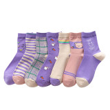 2020 Autumn New Socks Female Trendy Tube Socks Ladies Purple Series Personalized Cotton Short Socks Wholesale