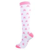 Fashion Pink Knot Compression Socks Running Knee High Women Nurse Ridding Socks Wholesale
