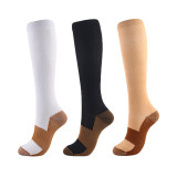 2021 New Unisex Compression Stockings Nylon Spell Color Autumn Winter Prevent Varicose Veins Knee High Support Stretch 15-20mmHg