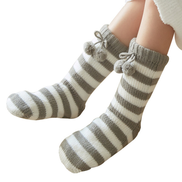 Autumn and Winter Home Floor Socks Female Adult Wool Socks Plus Velvet Thick Warm Sleep Socks