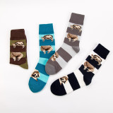 Bradypod Animal Striped Design Cute Cotton Fashion Funny Woman Custom Leisure Wholesale Happy Socks