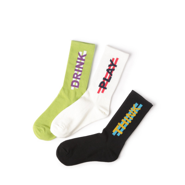 Custom Letter Design White Black Woman Custom Quick Dry Wholesale Unisex Sport Socks